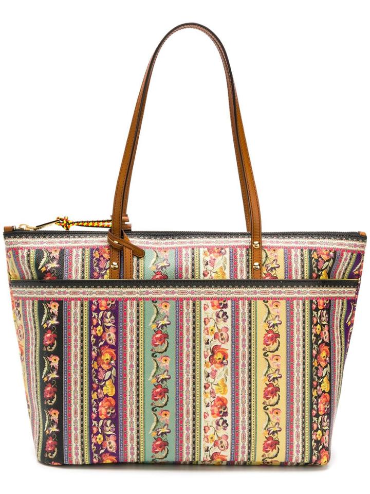 Etro Floral Folk-print Shopper Bag - Brown