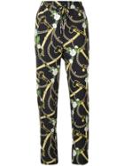 Liu Jo Baroque And Floral Print Trousers - Black