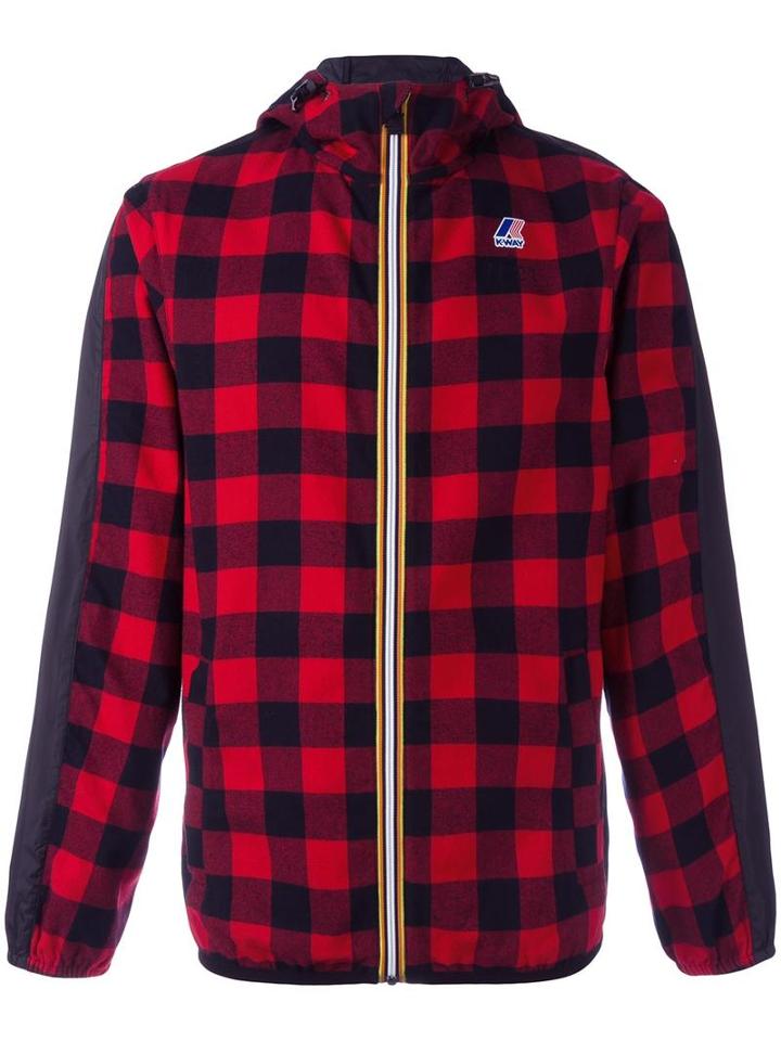 No21 Checked Hooded Jacket, Men's, Size: Large, Red, Cotton/polyamide