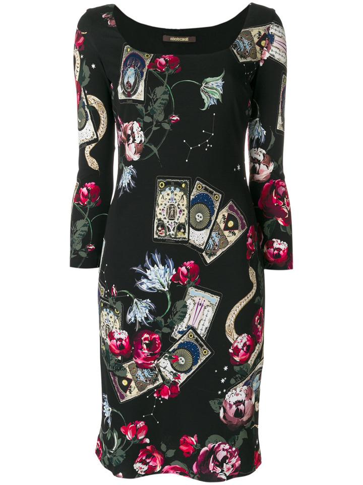 Roberto Cavalli - Mystic Garden Print Dress - Women - Viscose - 40, Black, Viscose