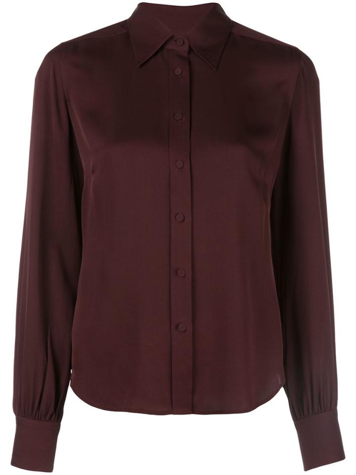 Frame Pointed Collar Silk Shirt - Red