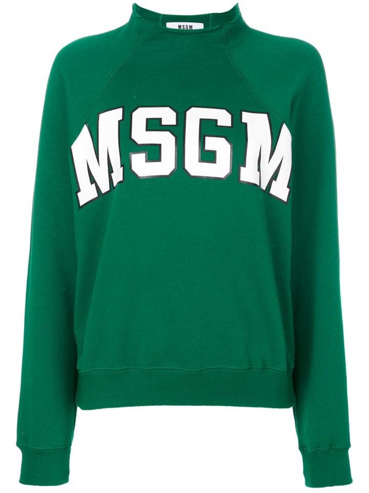 Msgm Raglan Logo Sweatshirt - Green