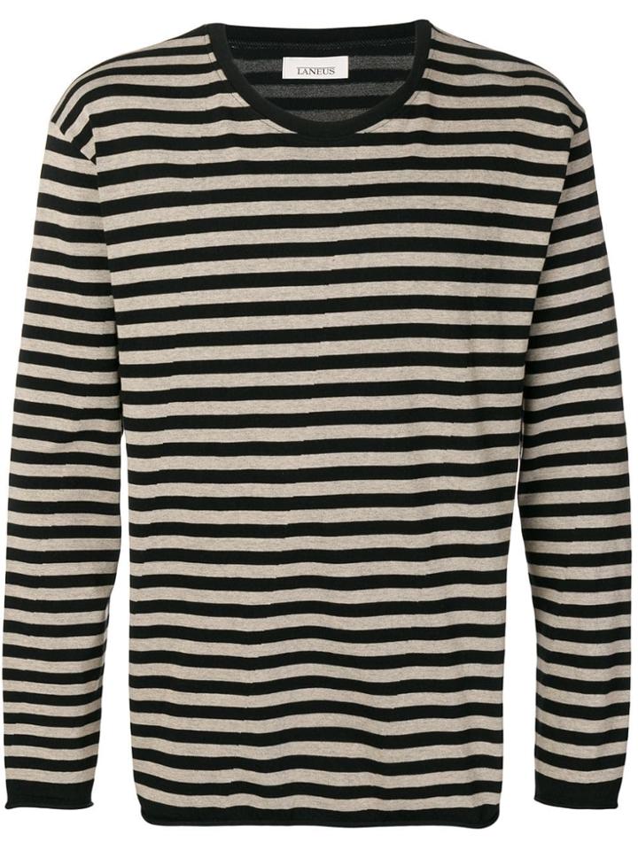 Laneus Striped Long Sleeve T-shirt - Black