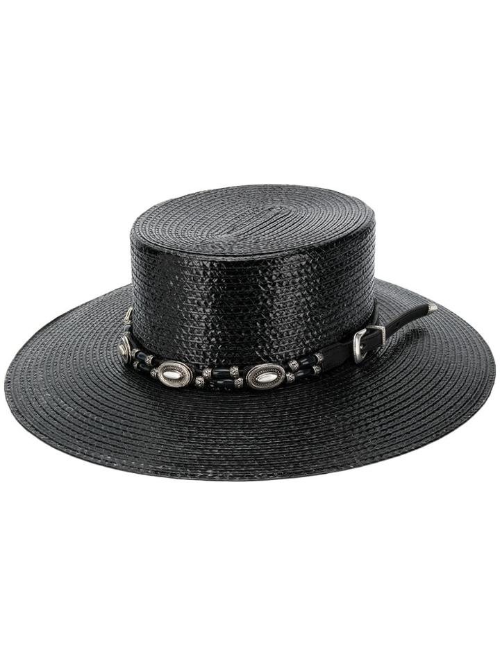 Saint Laurent Large Boater Hat - Black