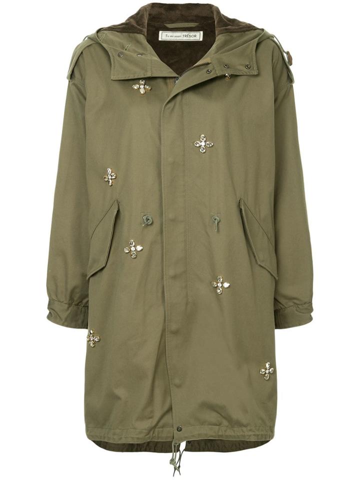 Tu Es Mon Trésor Bijou Flower Fishtale Parka - Green