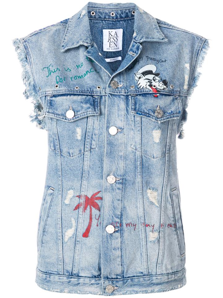 Zoe Karssen Obsession Sleeveless Denim Jacket - Blue