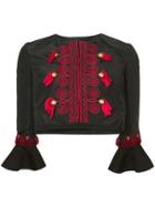 Oscar De La Renta Tassel Embroidered Cropped Jacket - Black