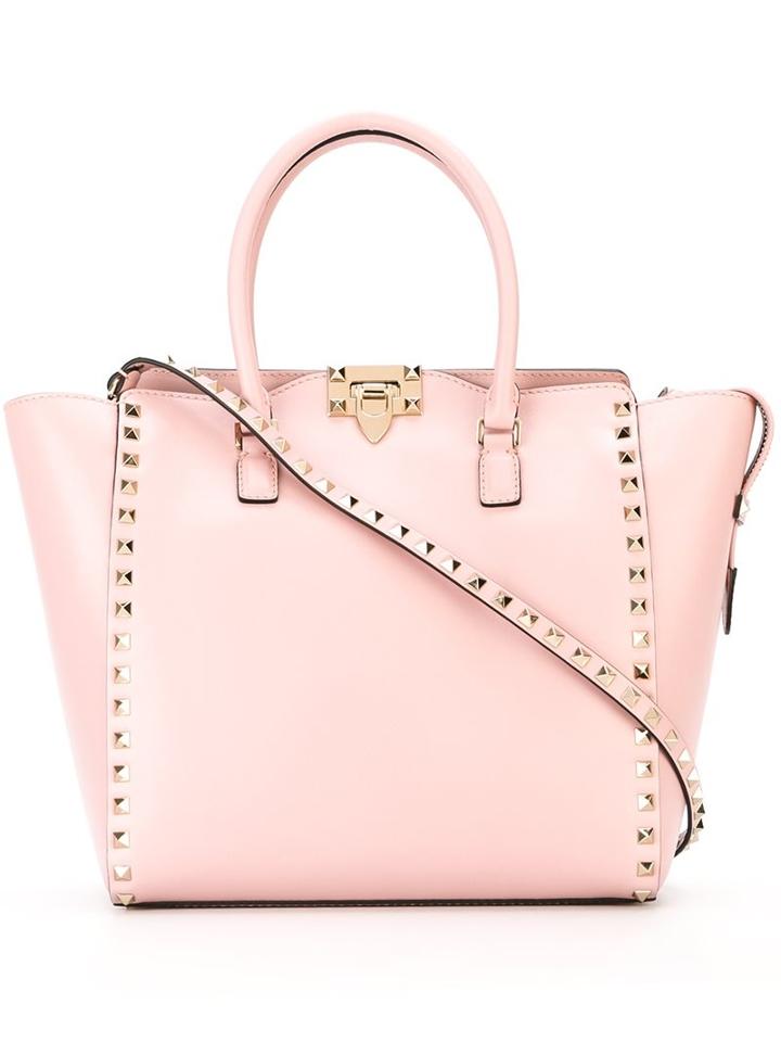Valentino Valentino Garavani 'rockstud' Trapeze Tote, Women's, Pink/purple, Leather/metal (other)