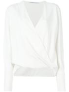 Agnona Wrap Blouse, Women's, Size: 38, White, Viscose/spandex/elastane