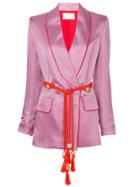 Peter Pilotto Belted Fitted Jacket - Pink & Purple