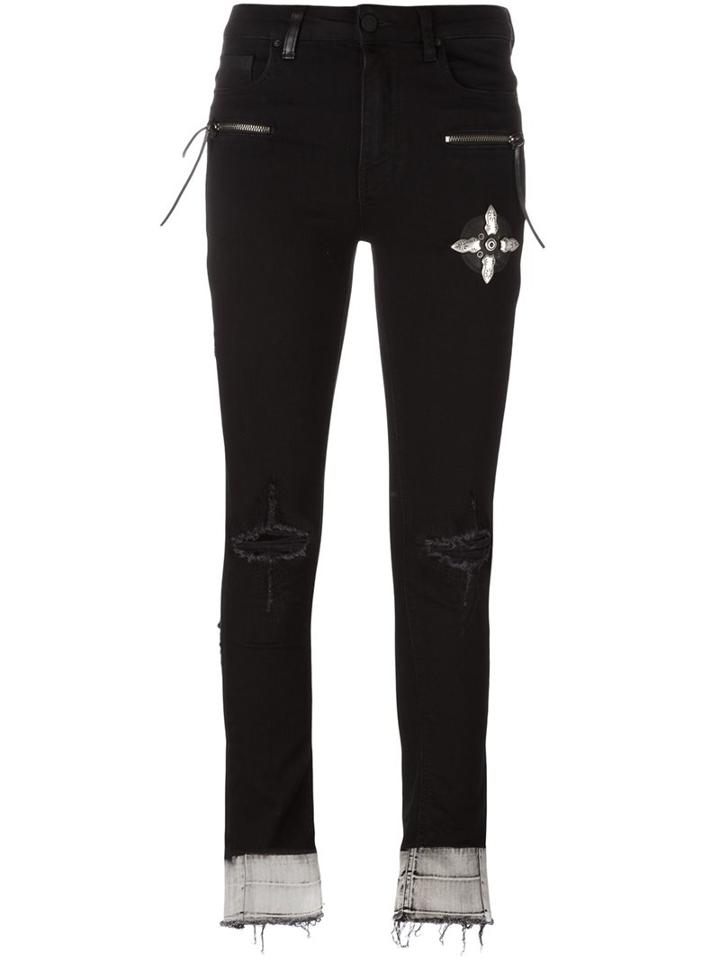 Marcelo Burlon County Of Milan 'keira' Jeans, Women's, Size: 24, Black, Cotton/polyester/spandex/elastane/cotton