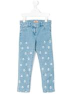No21 Kids - Anchor Pattern Jeans - Kids - Cotton/spandex/elastane - 8 Yrs, Blue