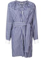 Derek Lam 10 Crosby Belted Striped Cotton Shirt Dress - Blue