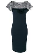 Blumarine Lace-detail Fitted Dress - Blue