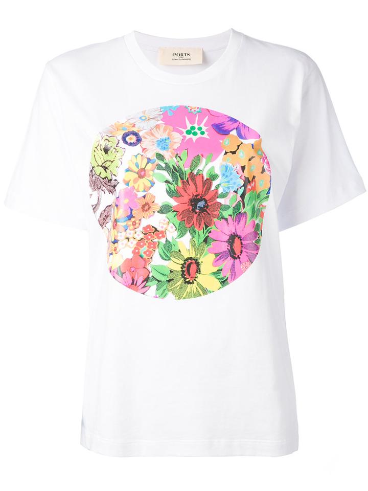 Ports 1961 - Floral Circle Print T-shirt - Women - Cotton - Xs, White, Cotton