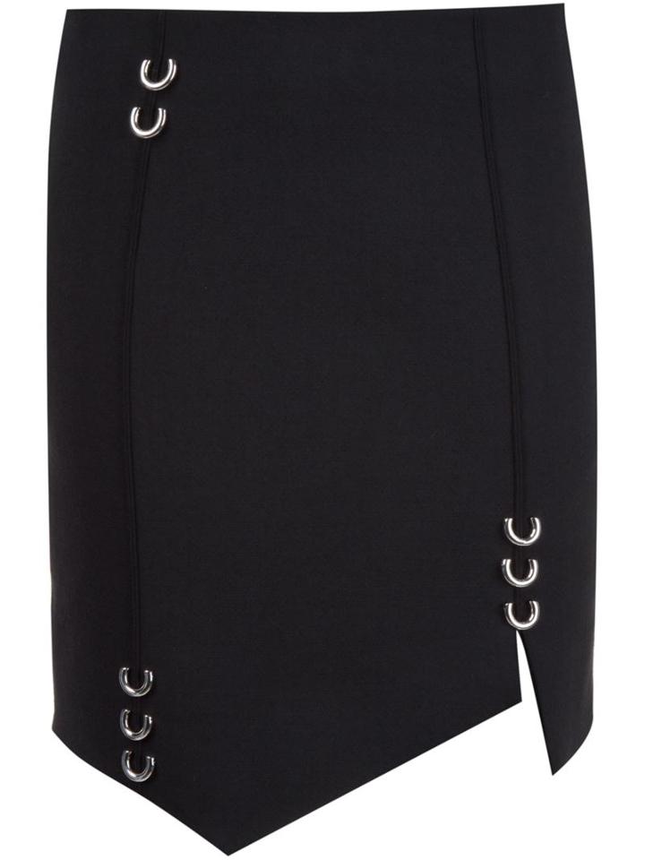 Mugler - Piercing Detail Asymmetric Skirt - Women - Spandex/elastane/wool - 36, Black, Spandex/elastane/wool