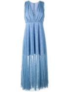 Msgm Pleated Layer Dress, Women's, Size: 44, Blue, Polyester