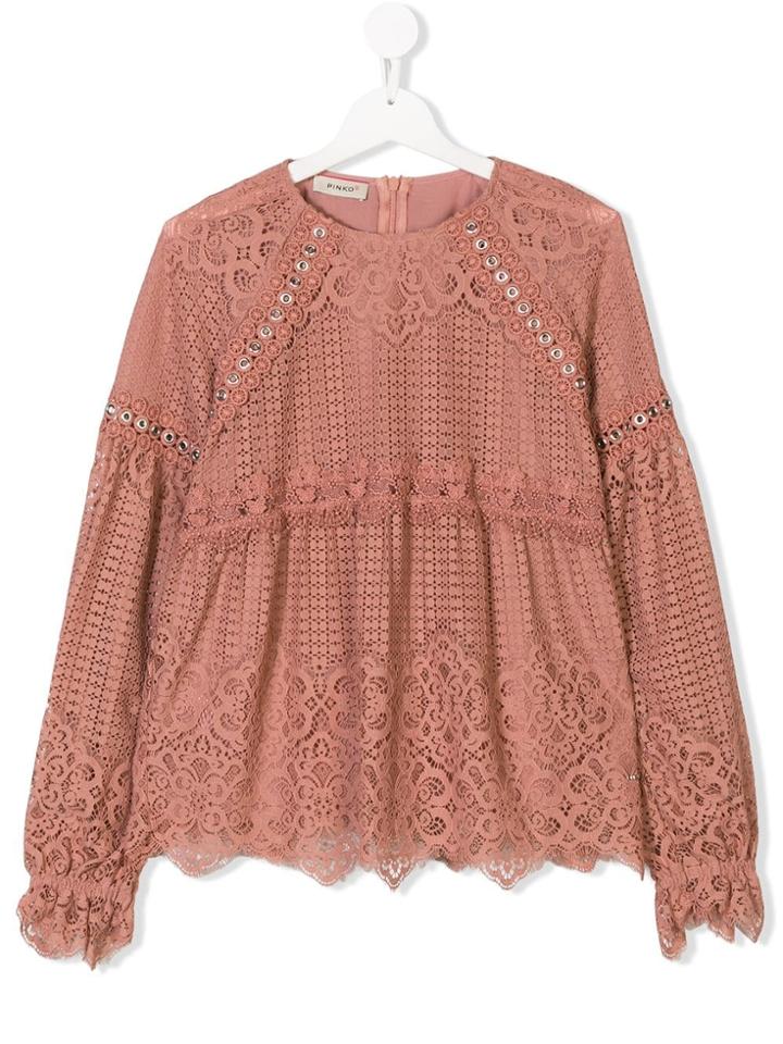 Pinko Kids Teen Embellished Lace Sweater - Pink & Purple