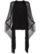 Kitx Humane Fringed Silk Cape Top - Black