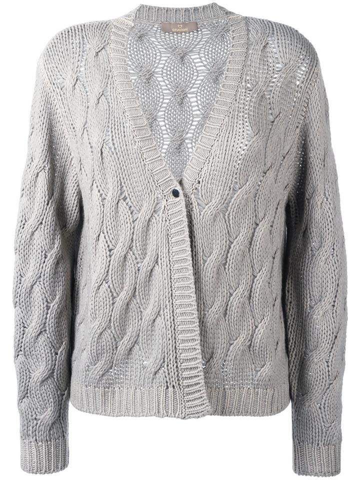 Cruciani Cable Knit Cardigan, Women's, Size: 42, Nude/neutrals, Cashmere