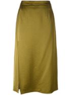 Lanvin Side Slit Midi Skirt, Women's, Size: 36, Green, Silk/viscose/polyester
