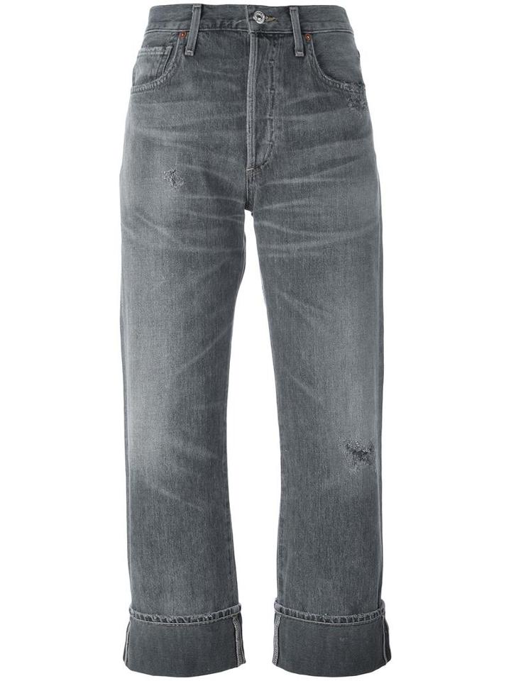 Citizens Of Humanity Cropped Boyfriend Jeans, Women's, Size: 26, Grey, Cotton