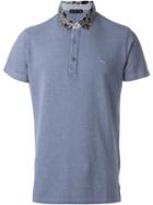 Etro Printed Collar Detail Polo Shirt, Men's, Size: Xxl, Blue, Cotton