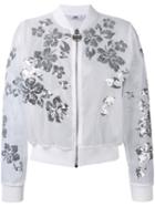Gcds - Floral Sequin Bomber Jacket - Women - Polyester - M, Women's, White, Polyester