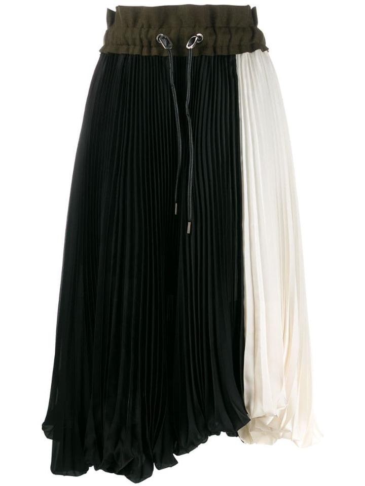Sacai Color-block Pleated Skirt - Black