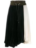 Sacai Color-block Pleated Skirt - Black
