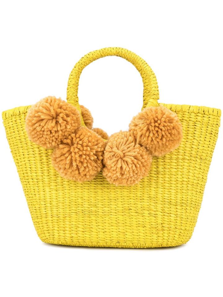Sensi Studio Pompoms Tote Bag - Yellow