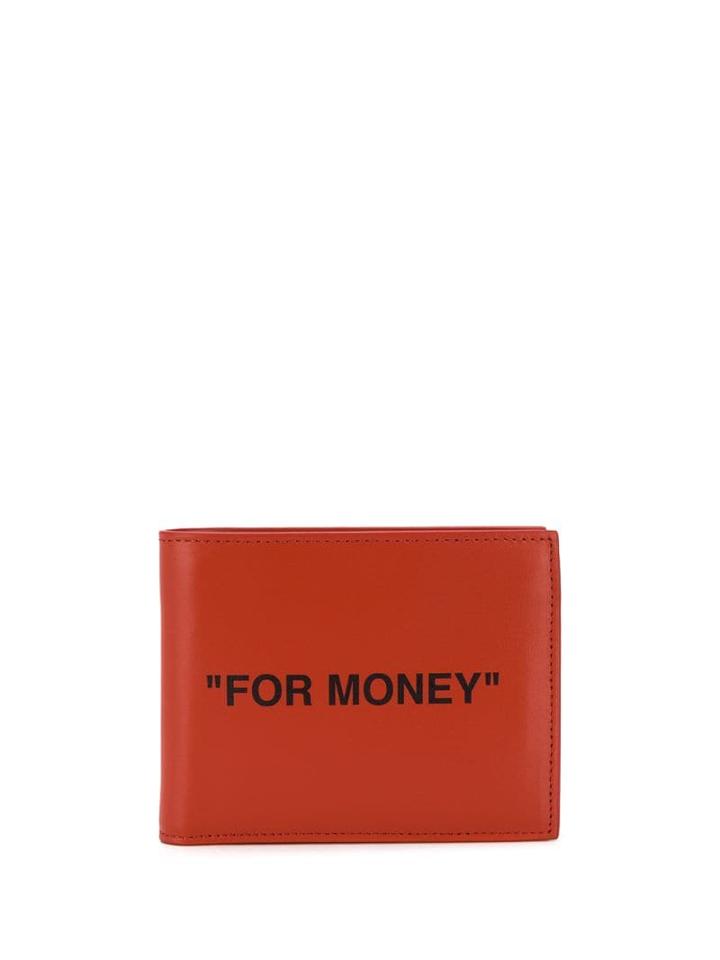 Off-white Slogan Print Wallet - Orange