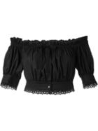Alexander Mcqueen Off The Shoulder Top, Women's, Size: 40, Black, Cotton/viscose/polyester