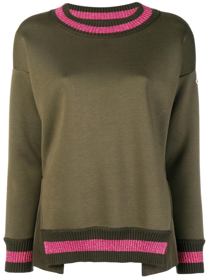 Moncler Lurex Stripe Trim Sweater - Green