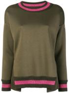Moncler Lurex Stripe Trim Sweater - Green