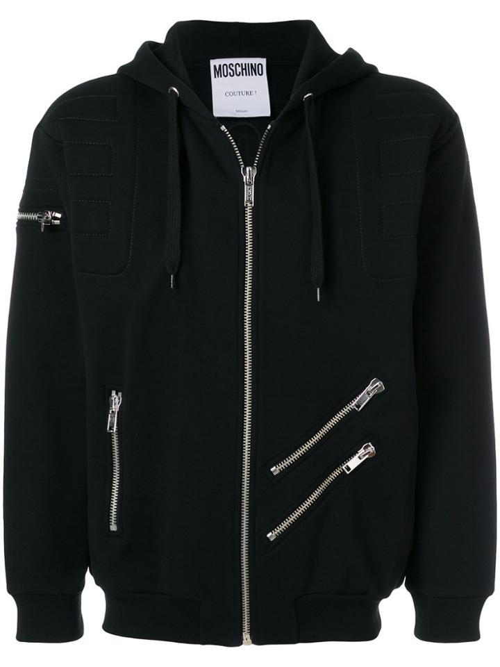 Moschino Multi-zip Hoodie - Black