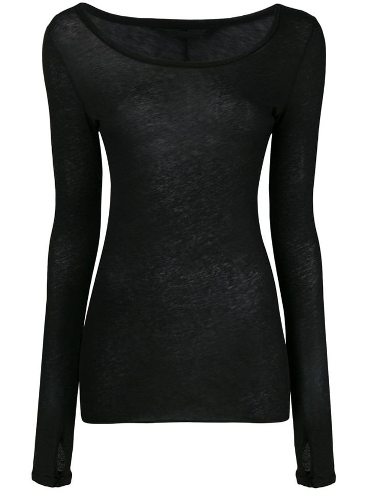 Humanoid Scoop Neck Long Sleeve Top - Black