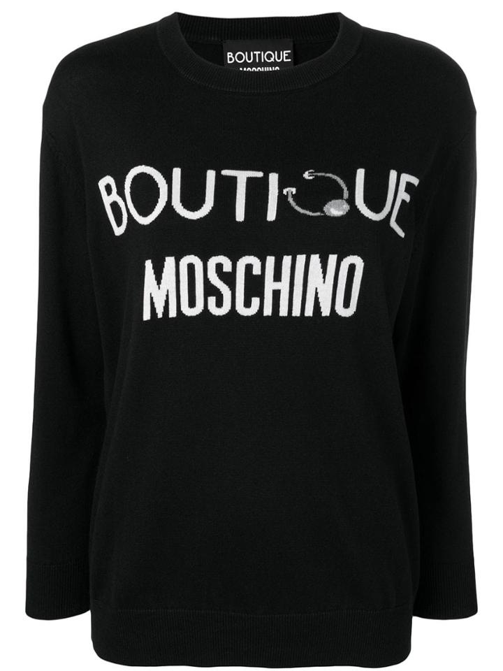 Boutique Moschino Cashmere Blend Logo Jumper - Black