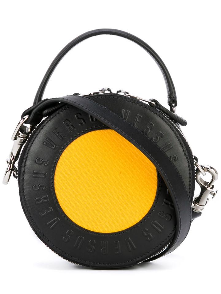 Versus - Round Logo Clutch - Women - Cotton/leather - One Size, Black, Cotton/leather