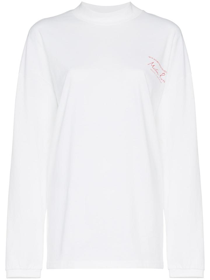 Martine Rose Oversized Logo Print Cotton Sweatshirt - White