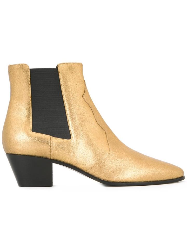 Saint Laurent 'rock 40' Western Ankle Boots - Metallic