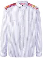 Comme Des Garçons Homme Plus Floral Yoke Striped Shirt, Men's, Size: Small, White, Cotton/polyester