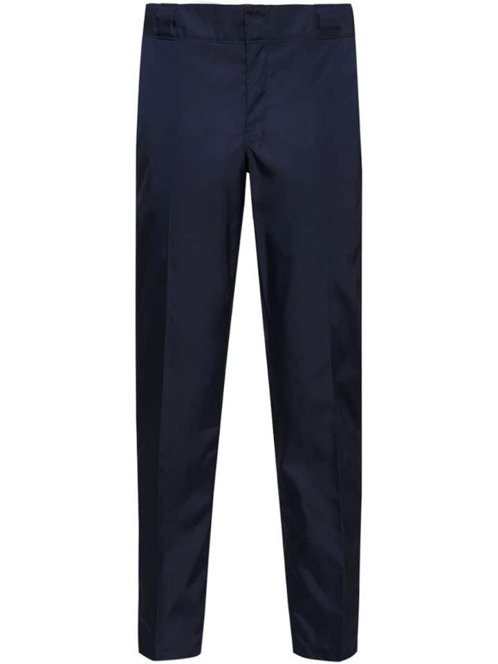 Prada Nylon Gabardine Style Cropped Trousers - Blue