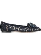 Dolce & Gabbana Vally Slippers, Women's, Size: 41, Blue, Cotton/polyamide/viscose