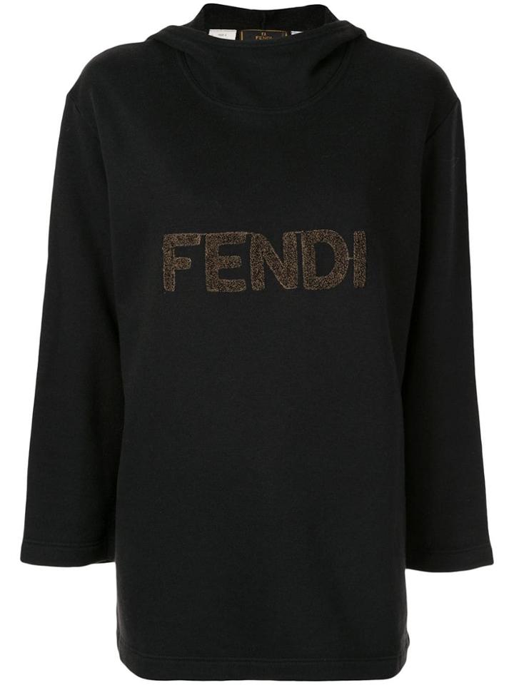 Fendi Pre-owned Logo Patch Hoodie - Black