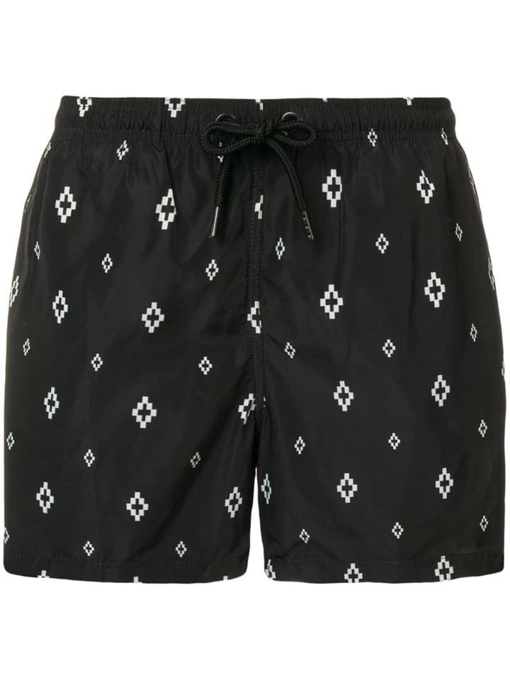 Marcelo Burlon County Of Milan Logo Print Swim Shorts - Black