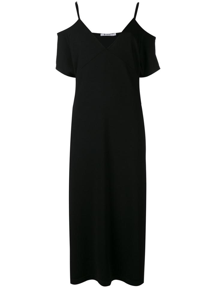 T By Alexander Wang Lux Ponte Cold-shoulder Midi Dress - Black