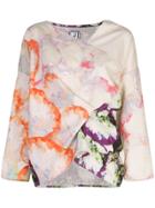 Anntian Multi-print Asymmetric Blouse - Neutrals