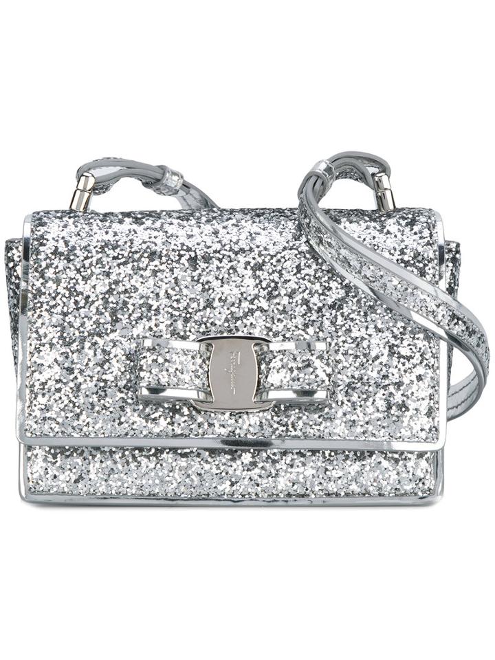 Salvatore Ferragamo Kids Glitter Shoulder Bag, Girl's, Grey