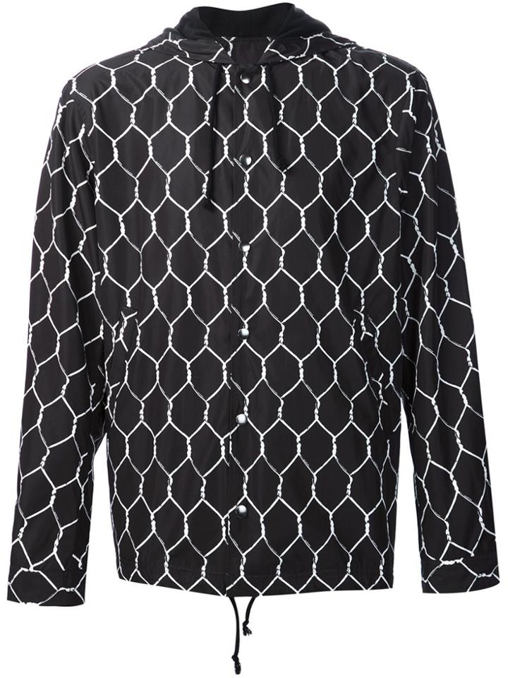 Undercover Geometric Print Hooded Jacket - Black